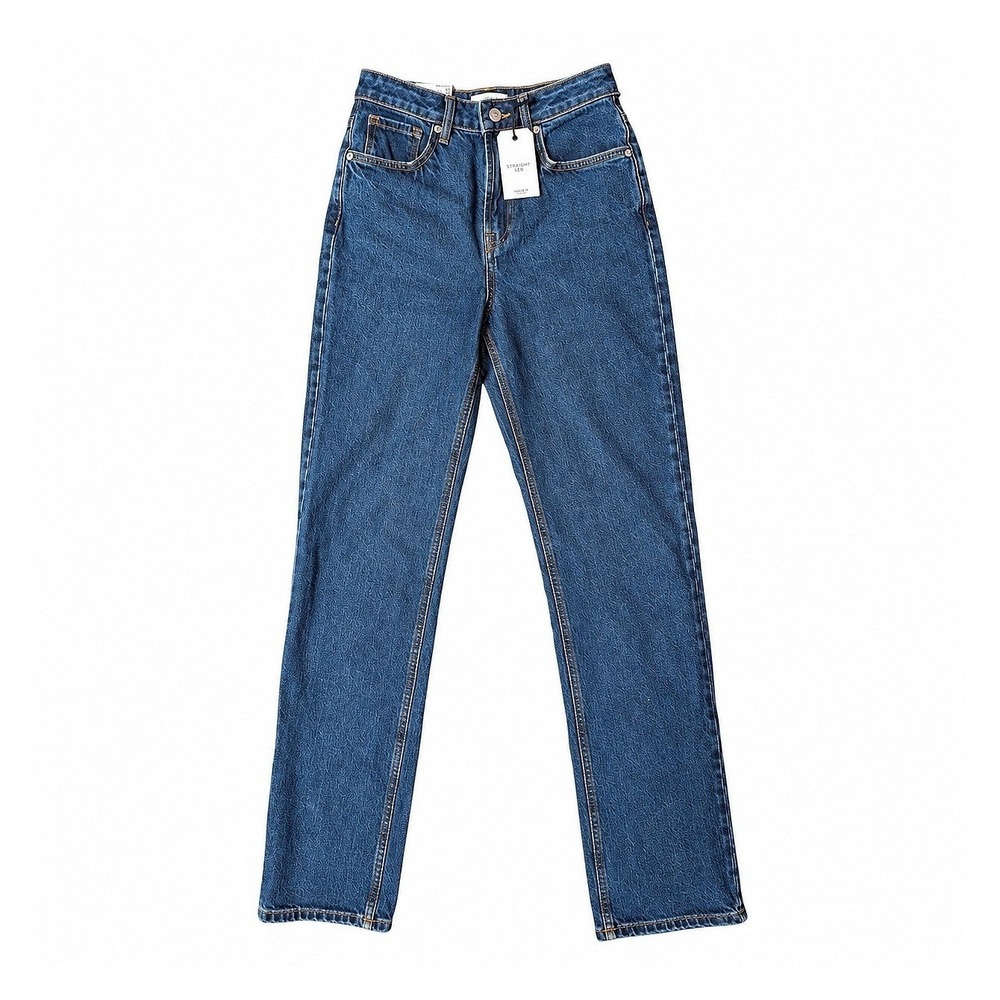 Forever 21 Women 26 Dark Wash High Rise Slim Fit Straight Leg Denim Jeans